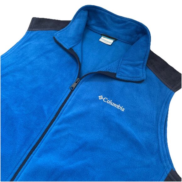 Colombia Men’s XL Blue Full Zip Fleece Vest Zipper Pockets Outdoor Hiking EUC - Picture 1 of 6